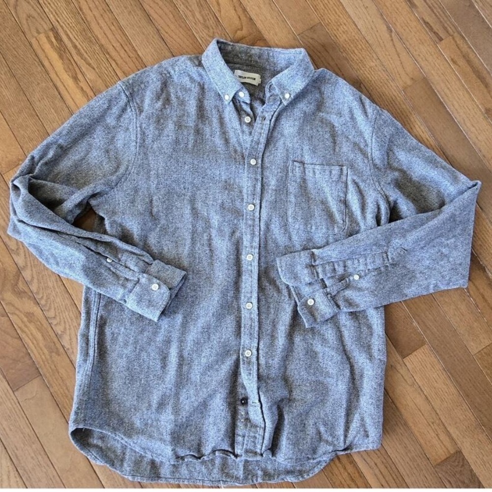 Taylor Stitch Shirt Mens Size 46 Gray Heavy Weight Button Down Long Sleeve